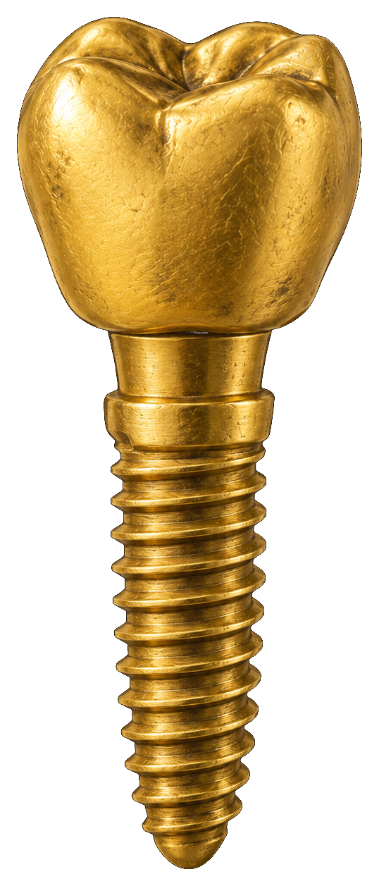 A dental implant cast in brass